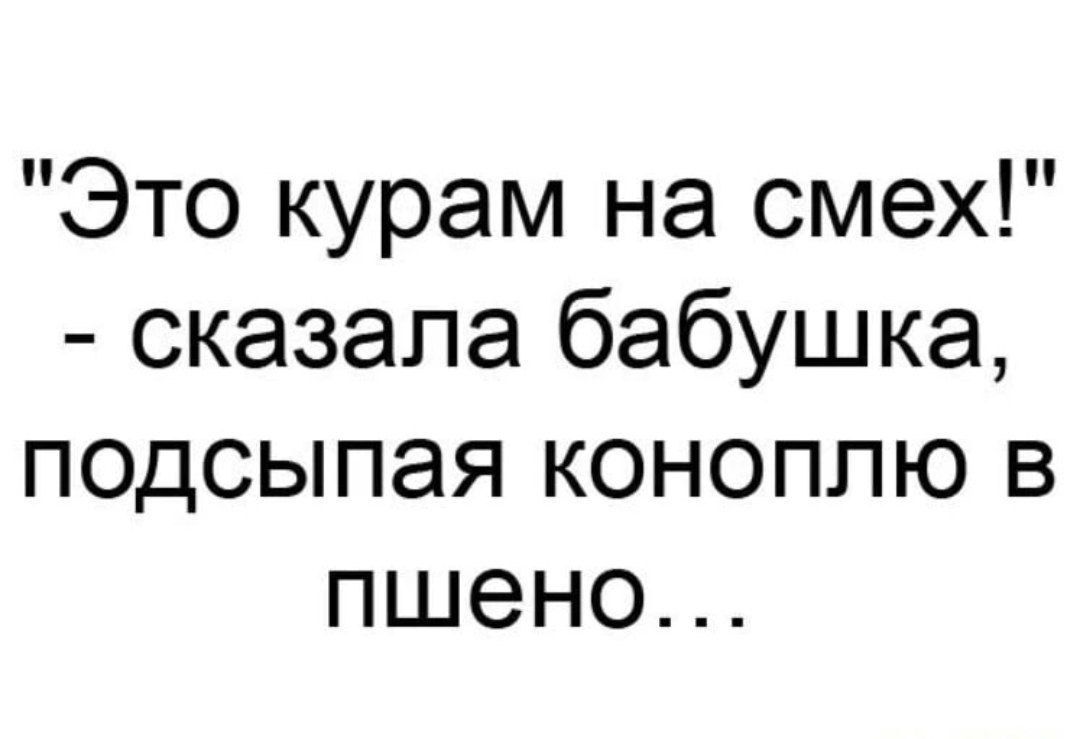 Это курам на смех сказала бабушка подсыпая коноплю в пшено