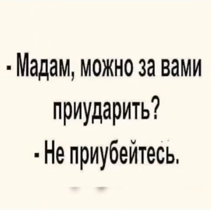 Мадам можно за вами приударить Не приубейтесь