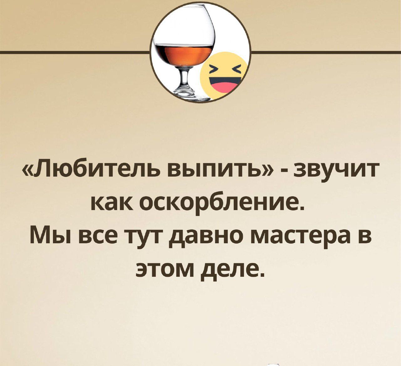 Любитель выпить звучит как оскорбление Мы все тут давно мастера в этом деле