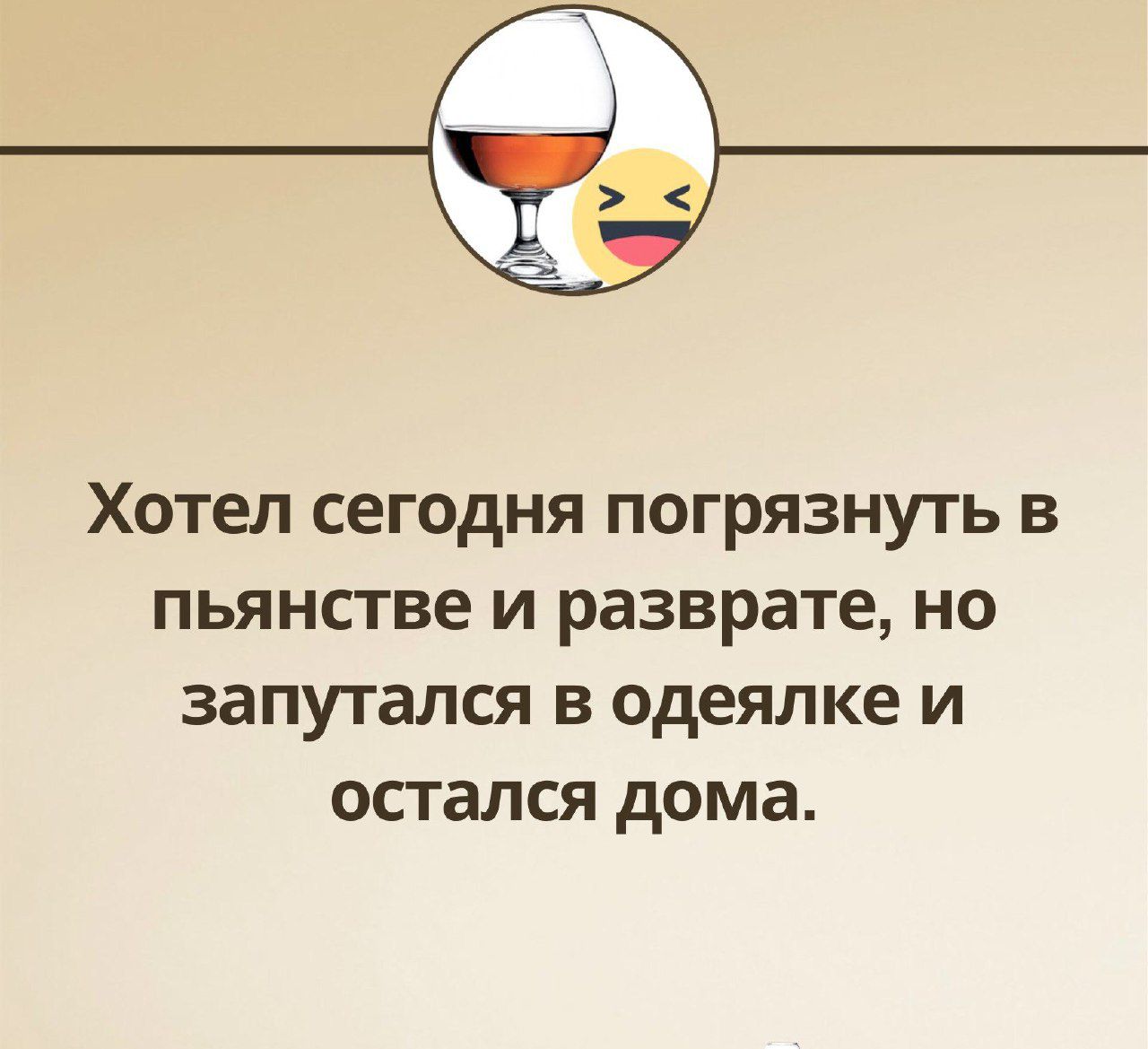 Хотел сегодня погрязнуть в пьянстве и разврате но запутался в одеялке и остался дома