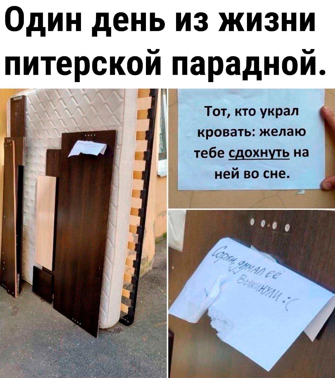 Один день из жизни питерской парадной Тот кто украл кровать желаю тебе сдохнуть на ней во сне