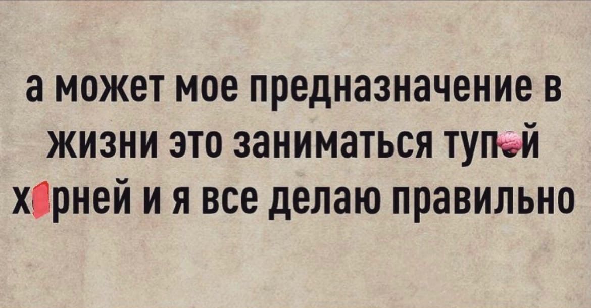 а может мое предназначение в жизни это заниматься тупой хреней и я все делаю правильно