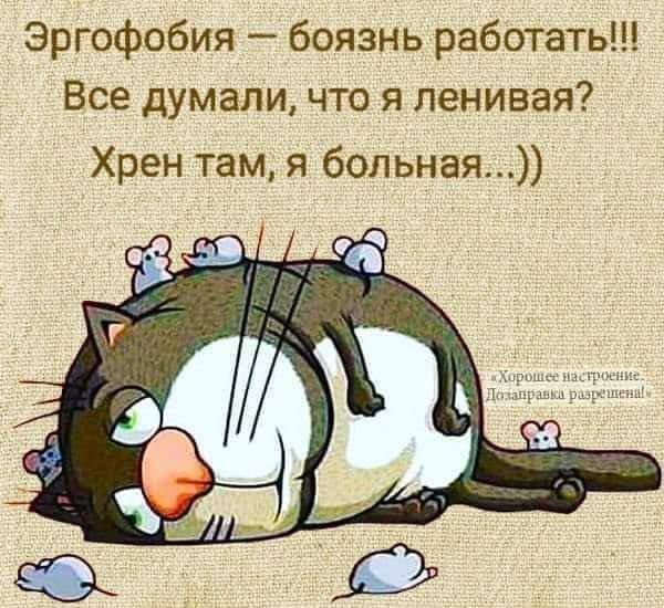 Эргофобия – боязнь работать!!! Все думали, что я ленивая? Хрен там, я больная..:)