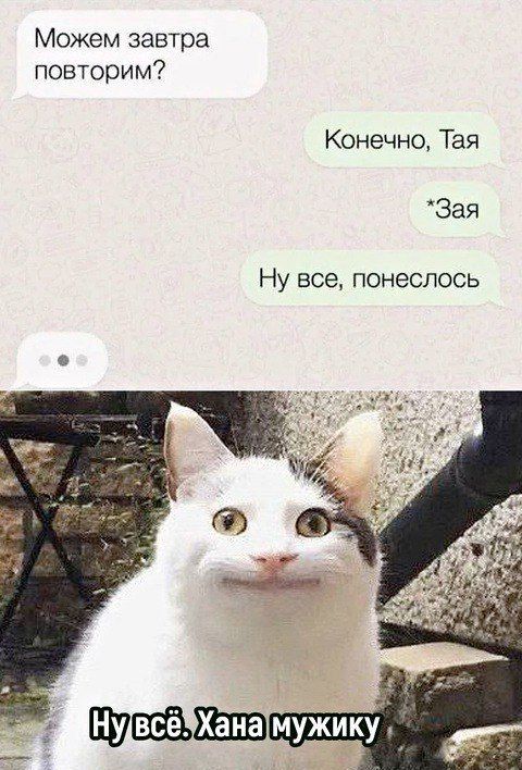 Можем завтра повторим?
Конечно, Тая
*Зая
Ну все, понеслось
Ну всё. Хана мужику.