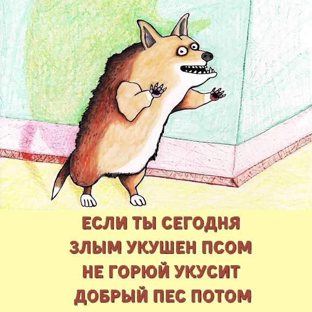 ЕСЛИ ТЫ СЕГОДНЯ ЗЛЫМ УКУСЕН ПСОМ НЕ ГОРЮЙ УКУСИТ ДОБРЫЙ ПЕС ПОТОМ