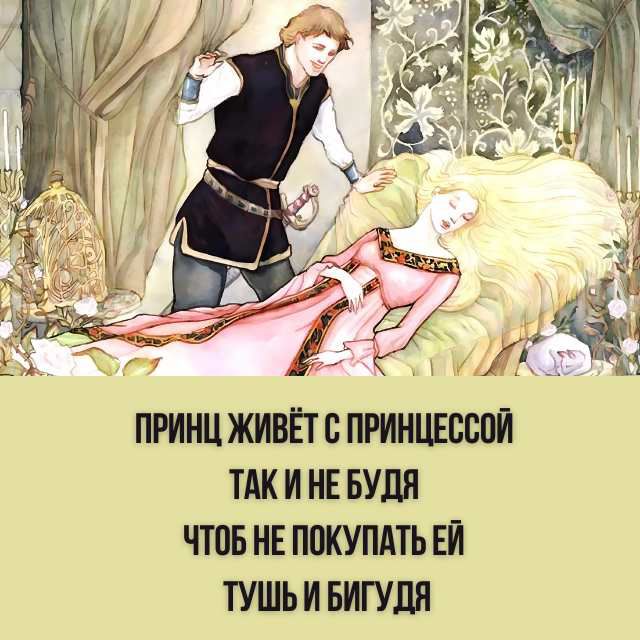 ПРИНЦ ЖИВЁТ С ПРИНЦЕССОЙ ТАК И НЕ БУДЯ ЧТОБ НЕ ПОКУПАТЬ ЕЙ ТУШЬ И БИГУДЯ