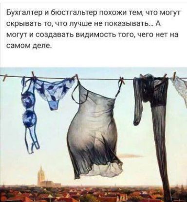 Бухгалтер и бюстгальтер похожи тем, что могут скрывать то, что лучше не показывать... А могут и создавать видимость того, чего нет на самом деле.