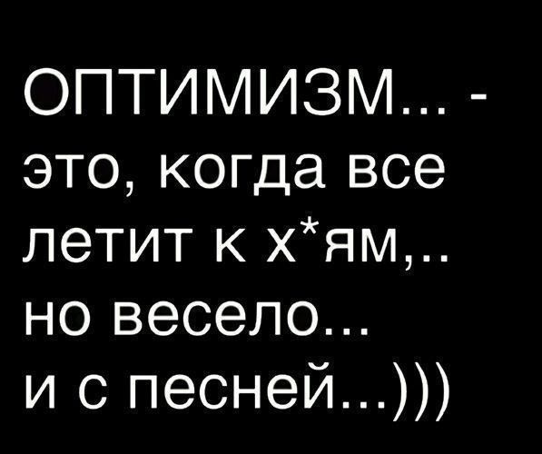 ОПТИМИЗМ... - это, когда все летит к х*ям,.. но весело... и с песней...)))