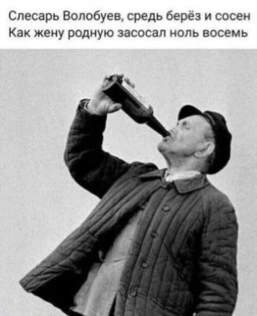 Слесарь Волобуев, среди берёз и сосен Как жену родную засосал ноль восемь