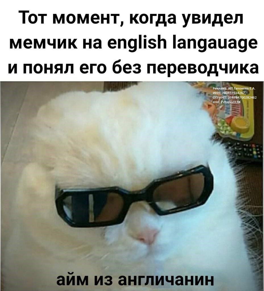 Тот момент, когда увидел мемчик на english langauge и понял его без переводчика
айм из англичанин