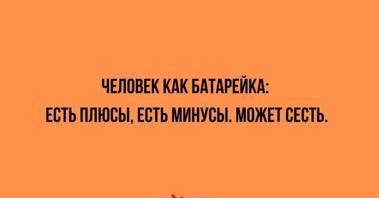 ЧЕЛОВЕК КАК БАТАРЕЙКА: ЕСТЬ ПЛЮСЫ, ЕСТЬ МИНУСЫ. МОЖЕТ СЕСТЬ.