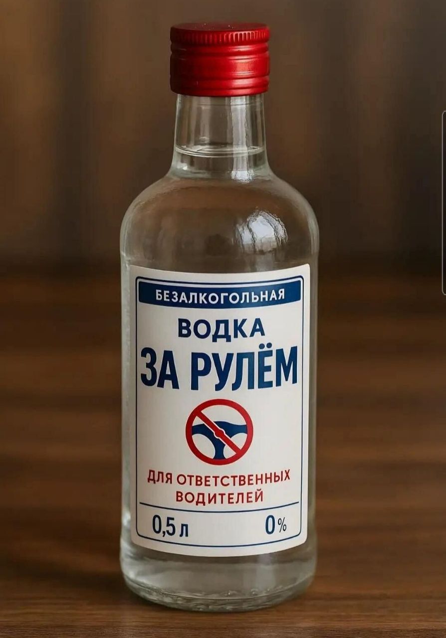 БЕЗАЛКОГОЛЬНАЯ ВОДКА ЗА РУЛЁМ ДЛЯ ОТВЕТСТВЕННЫХ ВОДИТЕЛЕЙ 0,5 л 0%