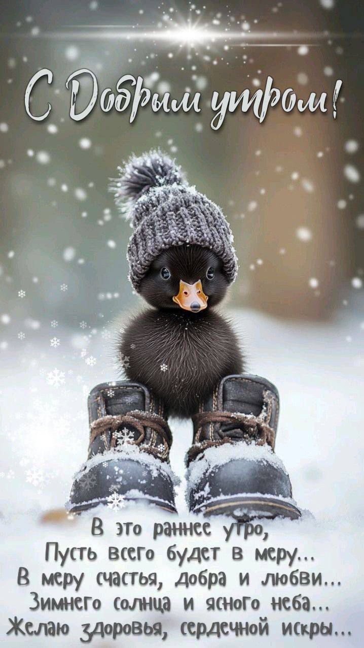 С Добрым утром!\nВ это раннее утро, Пусть всего будет в меру...\nВ меру счастья, добра и любви...\nЗимнего солнца и ясного неба...\nЖелаю Здоровья, сердечной искры...