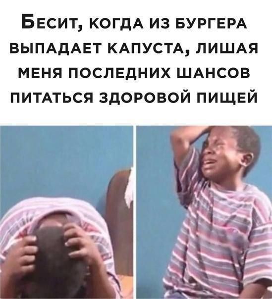 Бесит, когда из бургера выпадает капуста, лишая меня последних шансов питаться здоровой пищей