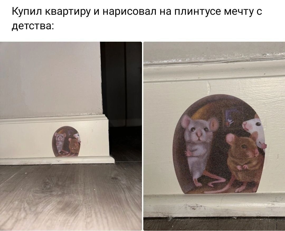 Купил квартиру и нарисовал на плинтусе мечту с детства: