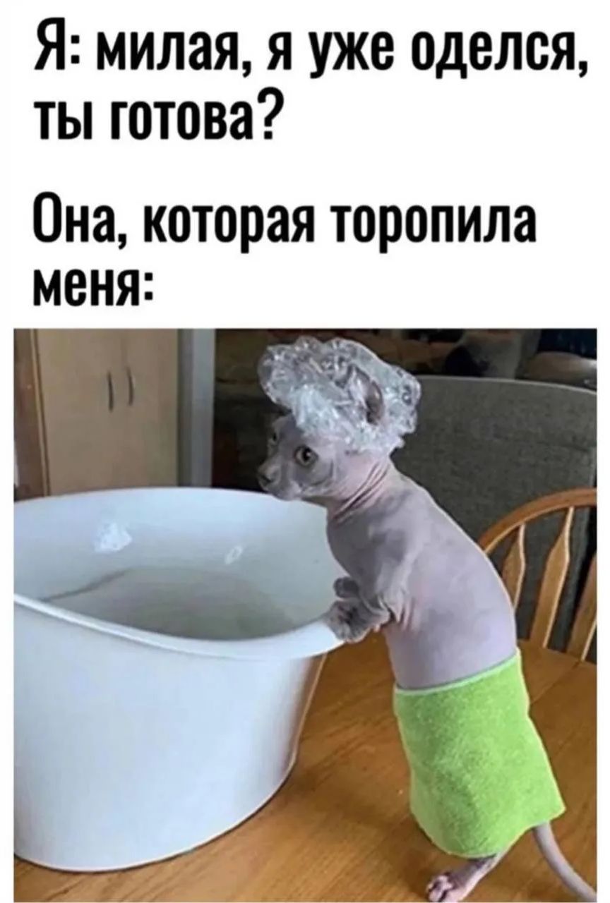 Я: милая, я уже оделся, ты готова? Она, которая торопила меня: