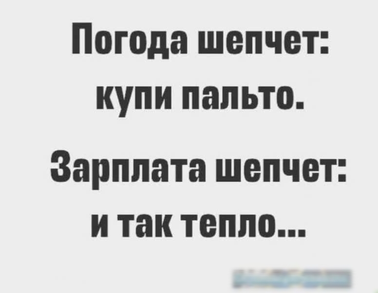 Погода шепчет купи пальто Зарплата шепчет и так тепло