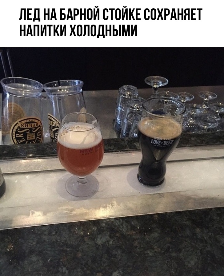 ЛЕД НА БАРНОЙ ВТОЙКЕ ВОХРАННЕТ НАПИТКИ ХОЛОДНЫМИ