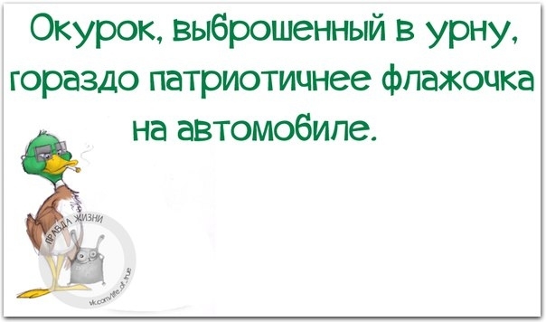 Окурок выброшенный в урну гораздо патриотичнее фпажочка на автомобиле