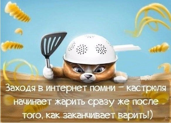 Заходя в интернет помни кастрюля ЁгЁначиыает жарить сразу же после того как заканчивает варить