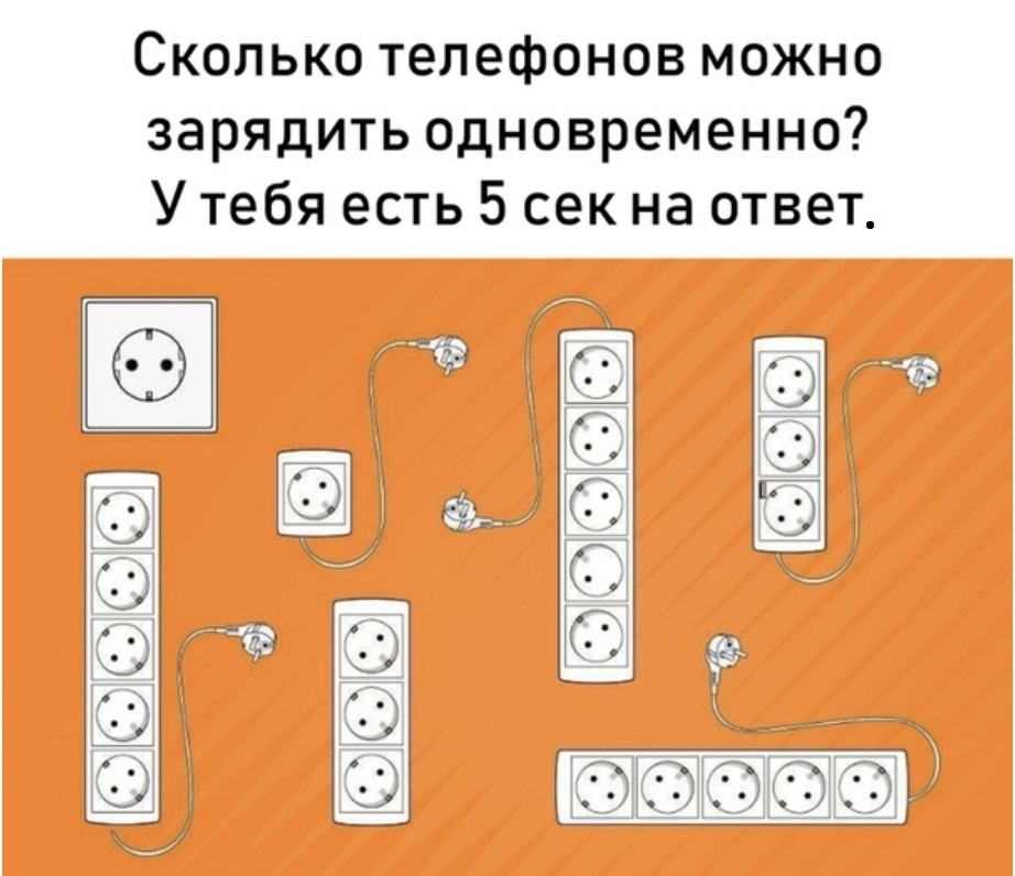 Сколько телефонов можно зарядить одновременно У тебя есть 5 сек на ответ