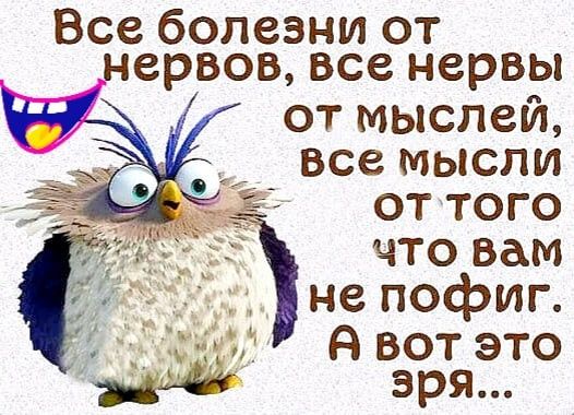 Все болезни от ервов все нервы от мыслей все мысли от того что вам не пофиг я вот это зря