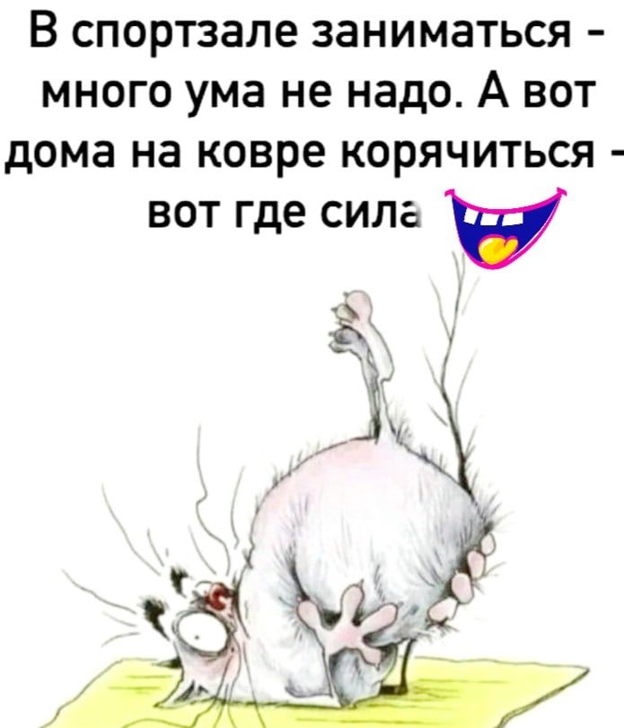 В СПОРТЗЗЛВ ЗЗНИМЗТЬСЯ МНОГО ума не надо А ВОТ дома на ковре КОРЯЧИТЬСЯ вот где сила 3