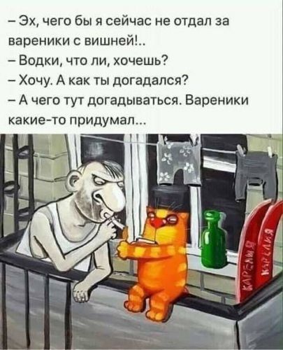 Эх чего бы я сейчас не отдал за вареники с вишней Водки что ли хочешь Хочу А как ты догадался А чего тут догадываться Вареники какието придумал г 7