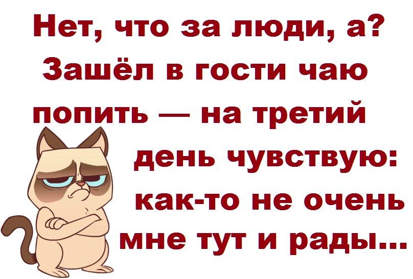 Нет что за люди а Зашёл в гости чаю попить на третий день чувствую как то не очень мне ТУТ И рады