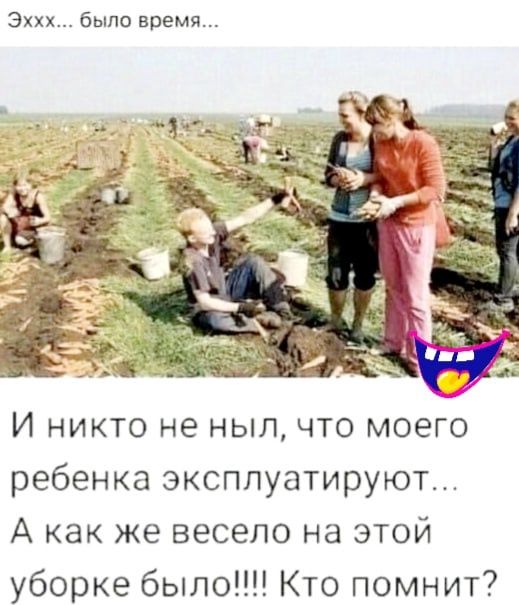 Эххх было время И НИКТО не НЫЛ ЧТО МОЭГО ребенка эксплуатируют А как же весело на этой уборке было Кто помнит