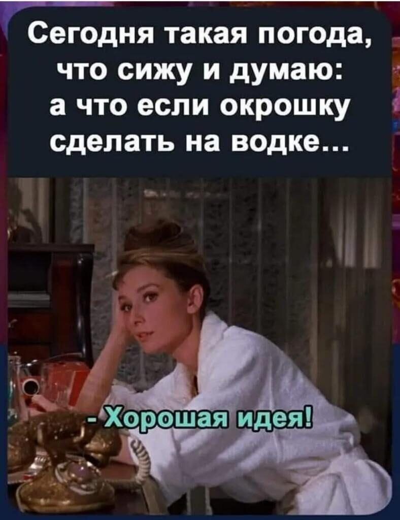 С егодня такая погода что сижу и думаю а что если окрошку сделать на водке Х_орошая идея др