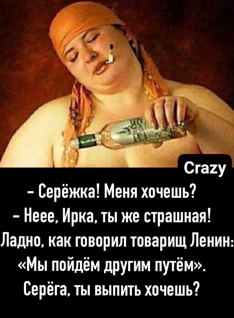 Ё д Сгагу Сережка Меня хочешь Неее Ирка ты же страшная Ладно как говорил товарищ дении Мы пойдём другим путём Серёга ты выпить хочешь