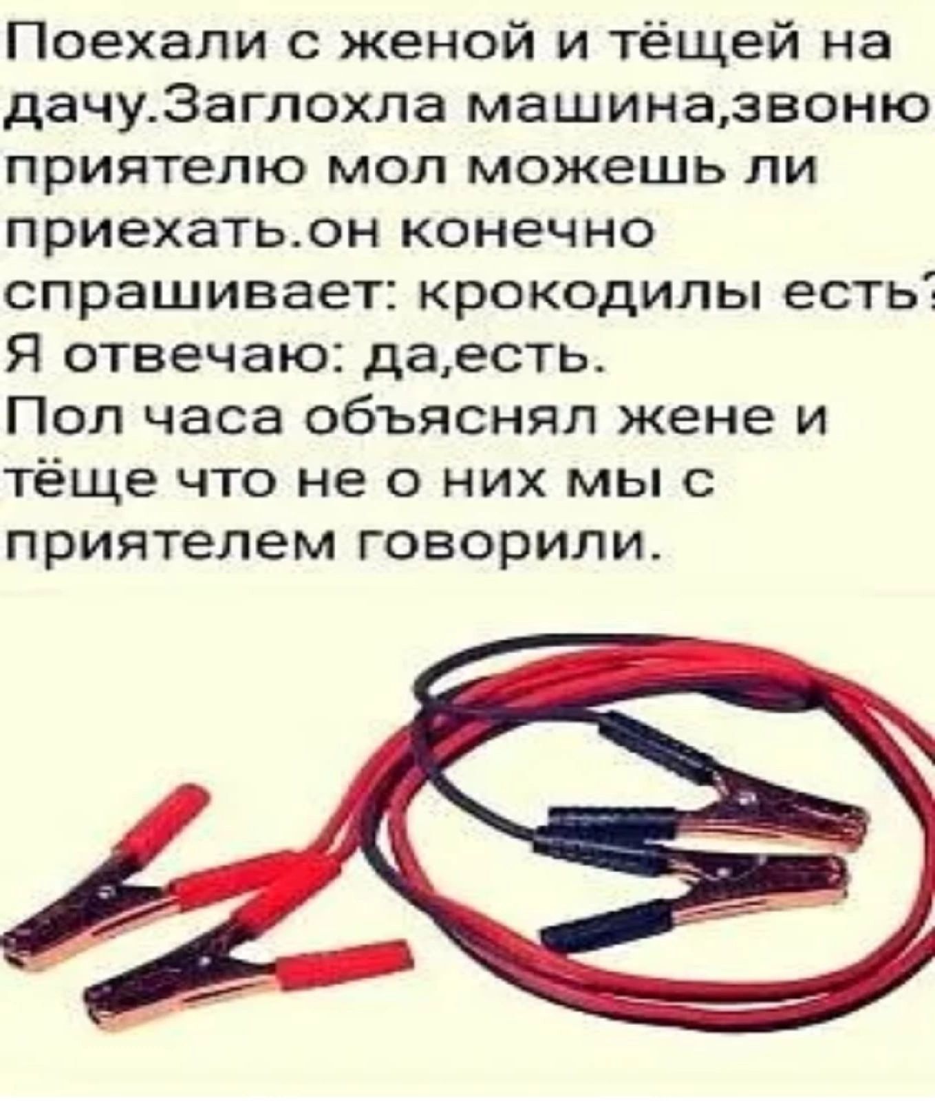 Поехали с женой и тёщей на дачу3аглохла машиназвоню ПрИЯТеЛЮ МОП МОЖЕШЬ ПИ приехатьон конечно спрашивает крокодилы есть Я отвечаю даесть Пол часа объяснял жене и тёще что не о них мыс приятелем говорили