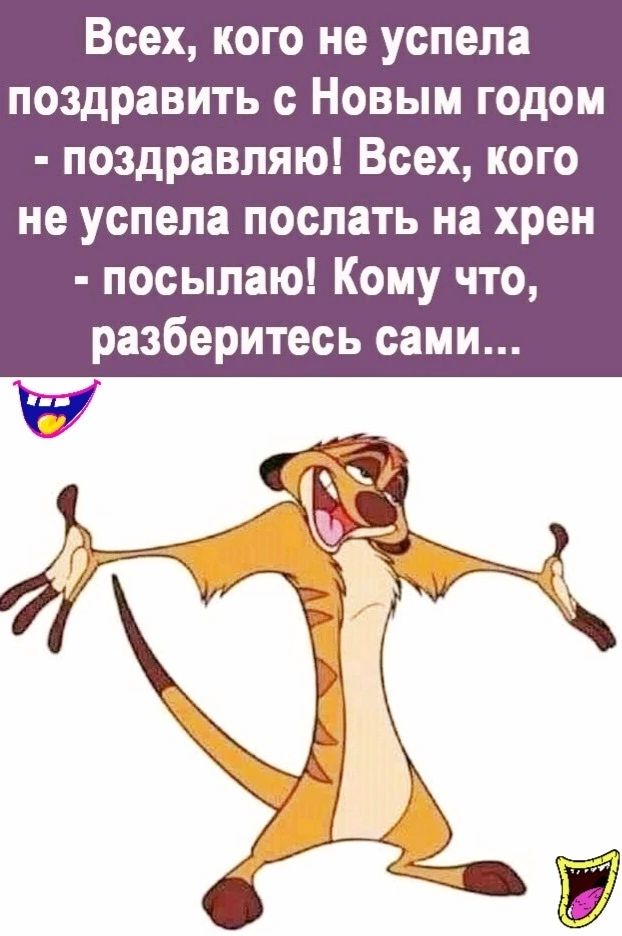 Всех кого не успела поздравить с Новым годом поздравляю Всех кого не успела послать на хрен посыпаю Кому что разберитесь сами