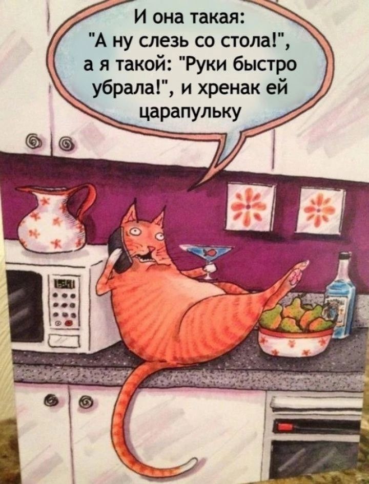 И она твкая А ну слезь со стола и я такой Руки быстро убралаГ и хренак ей царапульку