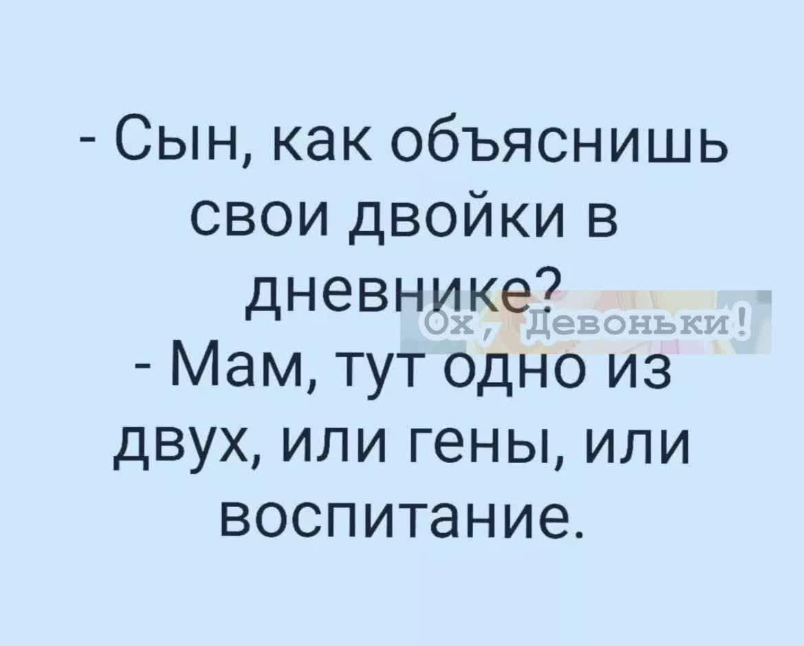Сын как объяснишь свои двойки в дневнике Мам тут одно из двух или гены или воспитание