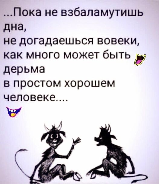 Пока не взбаламутишь дна не догадаешься вовеки как много может быть Ё дерьма в простом хорошем человеке С