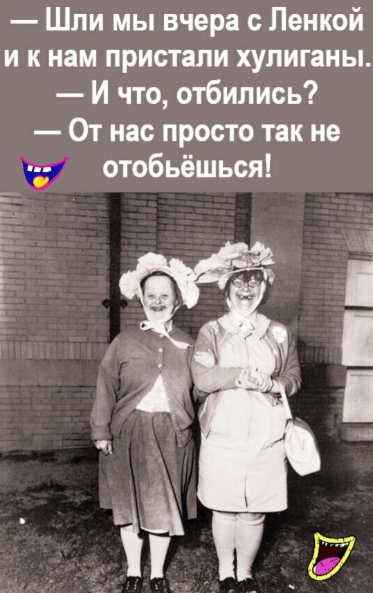 Шли мы вчера Ленкой и к нам пристали хулиганы И что отбились От нас просто так не г отобьёшься
