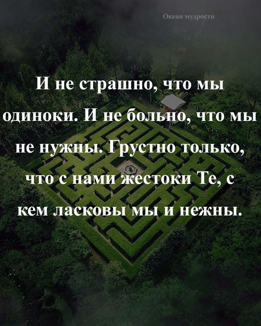 И не страшно что мы одиноки И не больно что мы не нужны Грустно только что с нами жестоки Те с кем ЛЗСКОВЬ МЫ И нежны