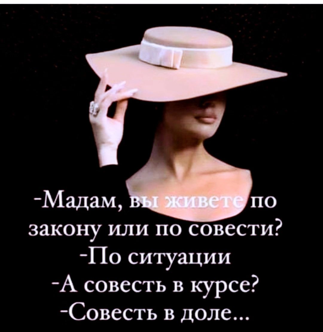 Мадам по закону или по совести По ситуации А совесть в курсе Совесть в доле