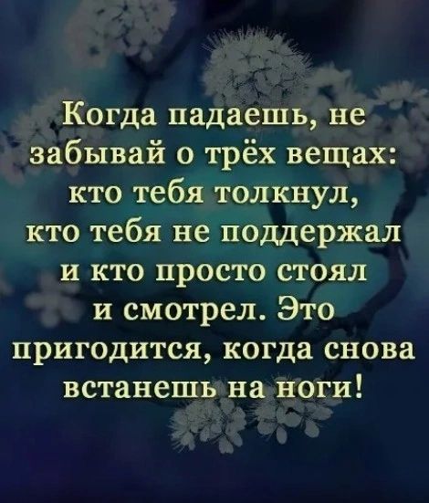 Когда падаешь не забывай о трёх вещах кто тебя толкнул кто тебя не поддержал и кто просто стоял и смотрел Это пригодится когда снова встанешь на ноги