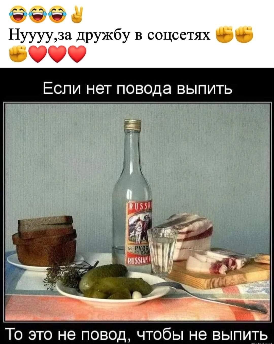 Нууууза дружбу в соцсетях Если нет повода выпить То это не повод чтобы не выпить