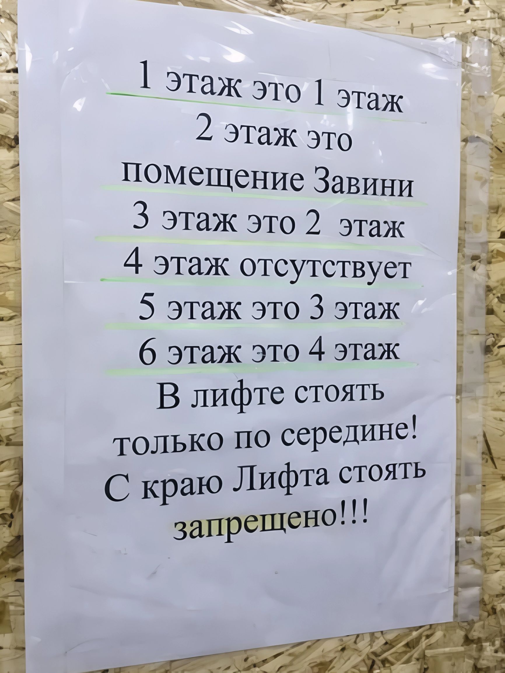 мАк Й аат Чн оо _ 1 этаж это а 0 Этаж это помещение Завини 3 этаж это 2 ЛЕр 4 этаж отсутствует 5 этаж это 3 этаж 6 этаж это 4 этаж В лифте стоять только по середине С краю Лифта стоять змрещено