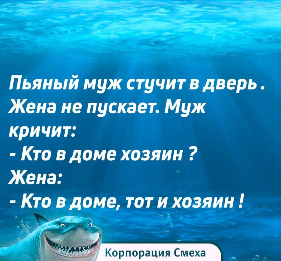 Пьяный муж стучит в дверь Жена не пускает Муж кричит Кто в доме хозяин Жена Кто в доме тот и хозяин Корпорация Смеха