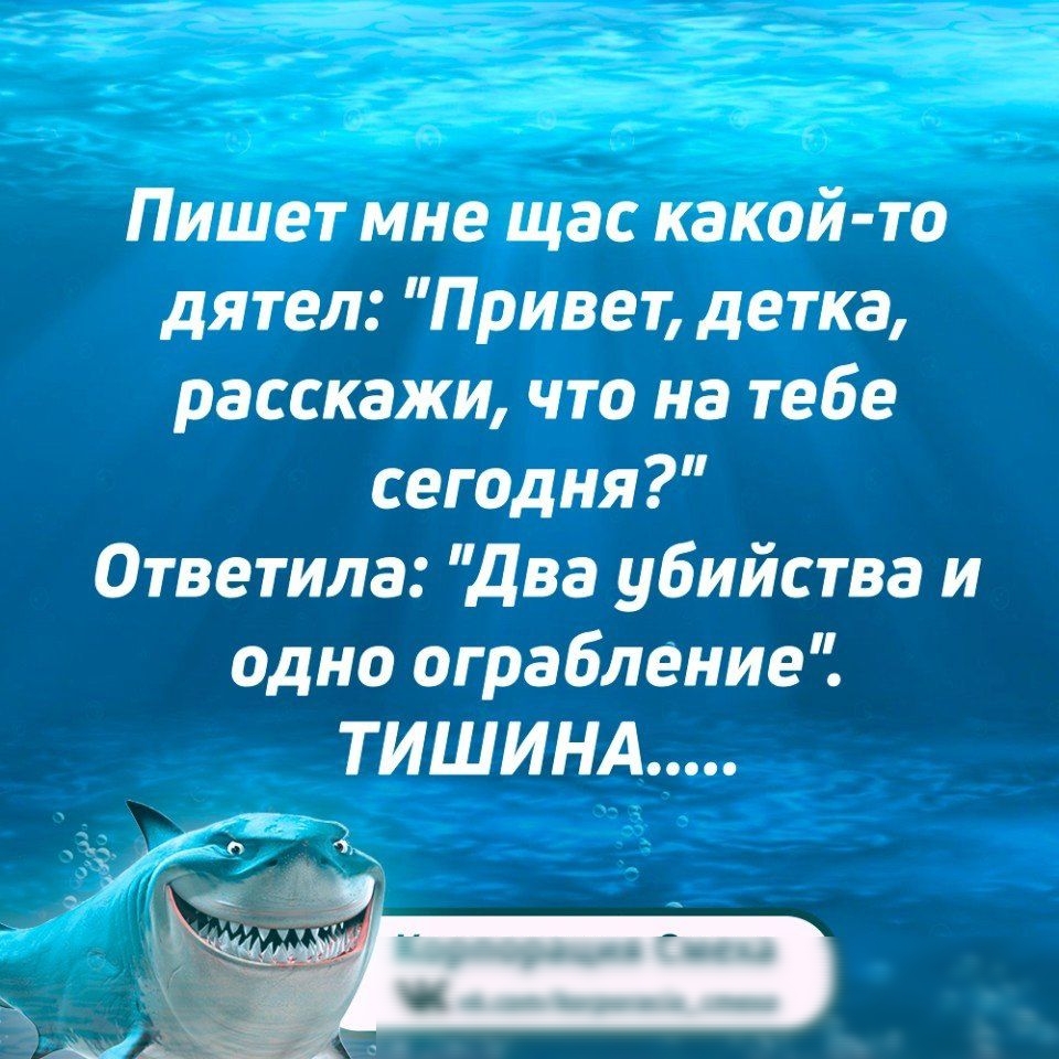 Пишет мне щас какой то дятел Привет детка расскажи что на тебе сегодня Ответила Два убийства и одно ограбление ТИШИНА