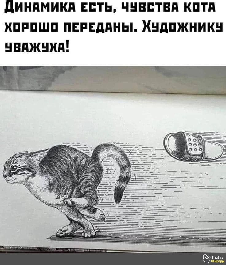 ДИНАМИКЯА ЕСТЬ ЧУВСТВА КОТА ХОРОШО ПЕРЕДАНЫ ХУДОЖНИКУ ЧВАЖЧхА