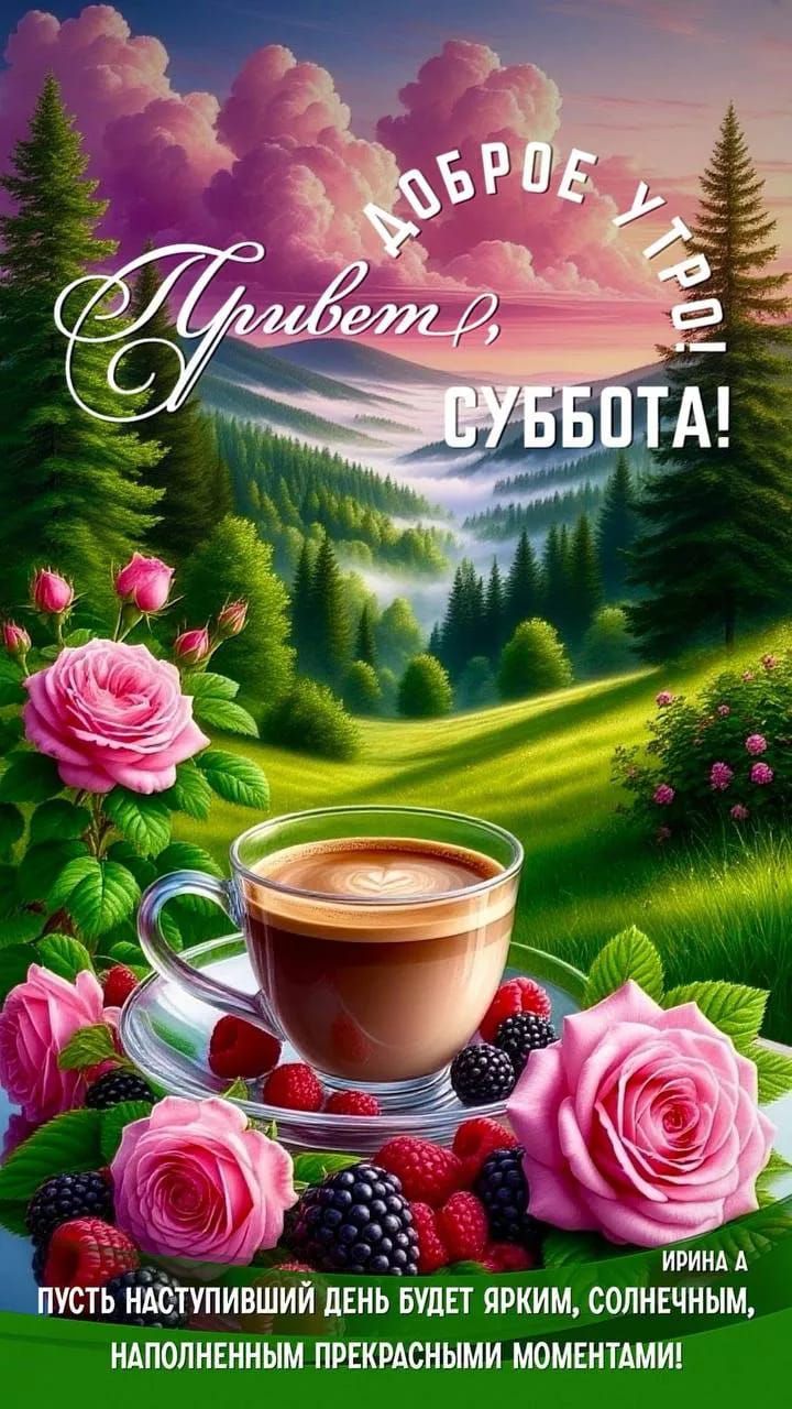 Доброе утро! Привет, СУББОТА! ПУСТЬ НАСТУПИВШИЙ ДЕНЬ БУДЕТ ЯРКИМ, СОЛНЕЧНЫМ, НАПОЛНЕННЫМ ПРЕКРАСНЫМИ МОМЕНТАМИ! ИРИНА А.