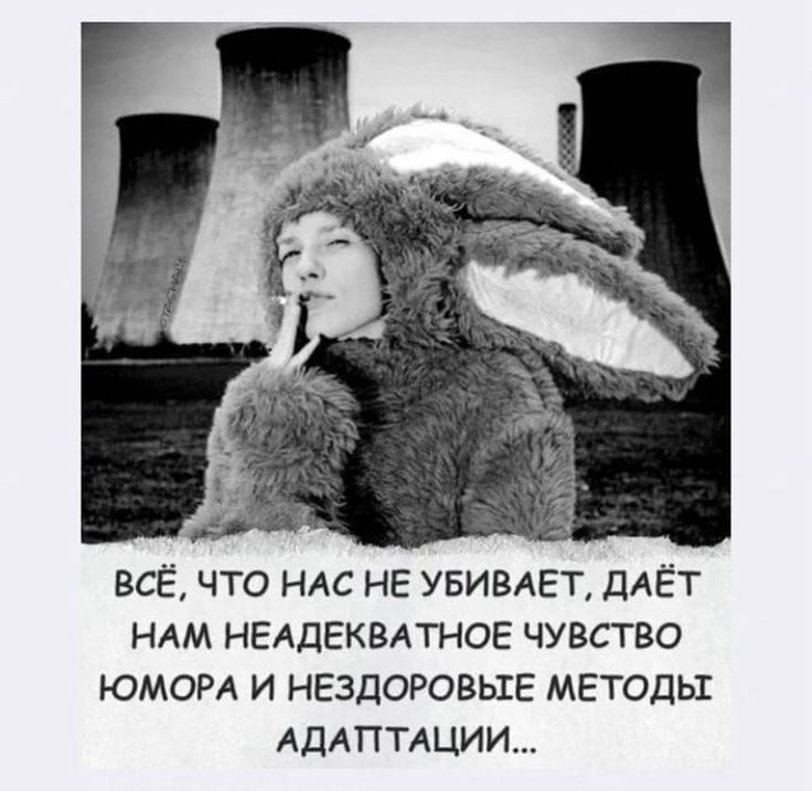 ВСЁ, ЧТО НАС НЕ УБИВАЕТ, ДАЁТ НАМ НЕАДЕКВАТНОЕ ЧУВСТВО ЮМОРА И НЕНДОРОВЫЕ МЕТОДЫ АДАПТАЦИИ...