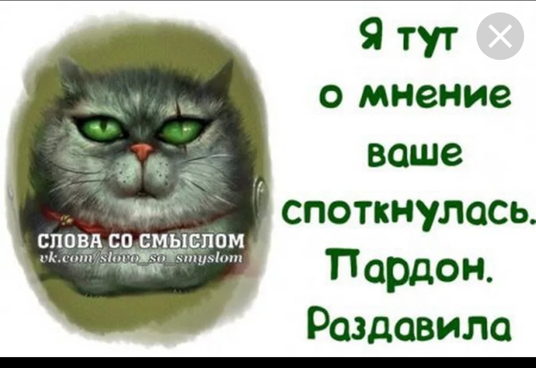 Я тут 0 мнение ваше споткнулась Пардон Роздовило