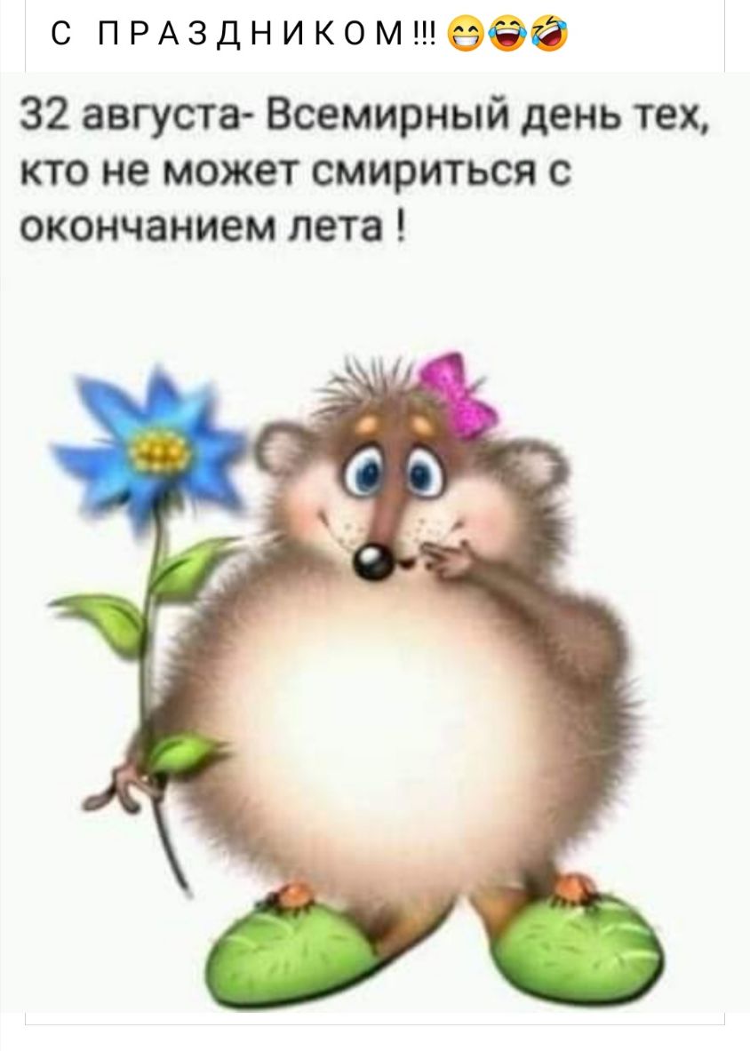 с ПРАЗДНИКОМ 32 августа Всемирный день тех кто не может смириться с окончанием пета